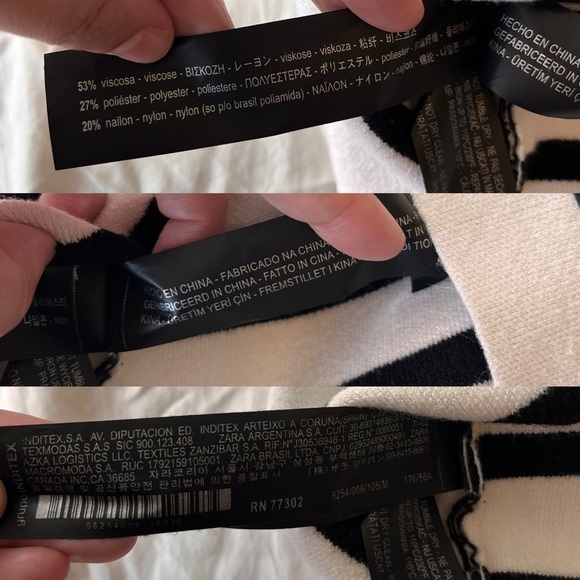 Zara Striped Knit Faux Leather Pocket Pullover Sweater M Black & White - Picture 13 of 13